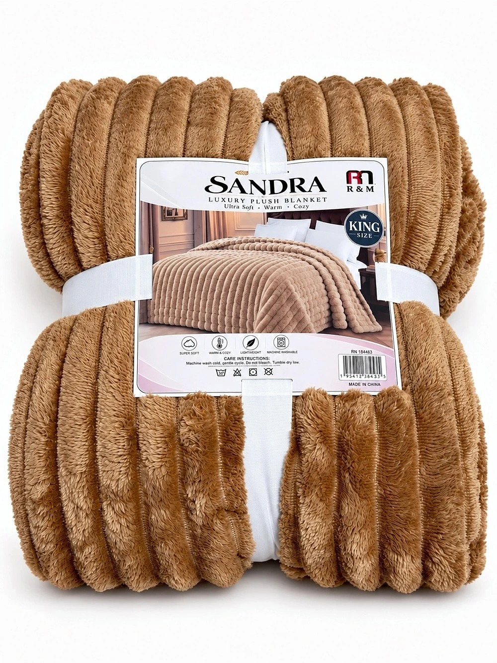 Sandra Luxury Plush Blanket King Brown Plush Blanket NWT